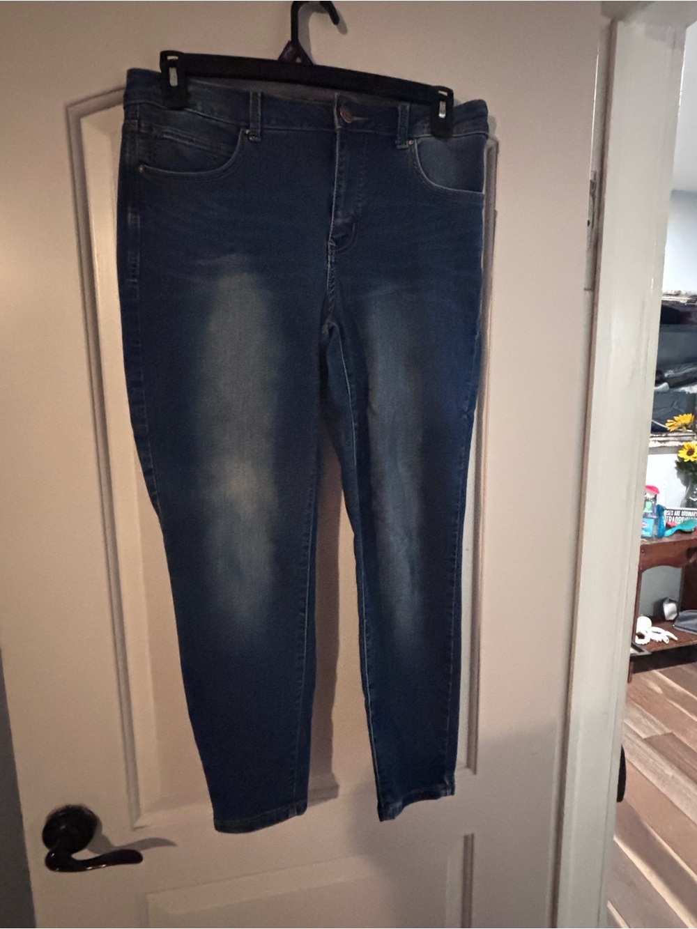Maurices EverFlex High Rise Dark Blue Skinny Jeans with Faded Wash